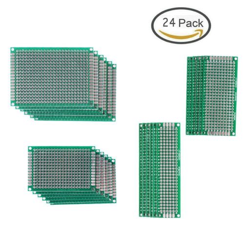 Teenitor 24 PCS 5x7 4x6 3x7 2x8CM Top Quality Double Side Prototype PCB Unive...