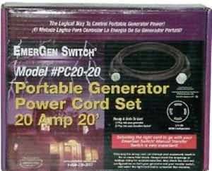 Connecticut electric emergen switch® 20-ft/20amp portable generator power cord for sale