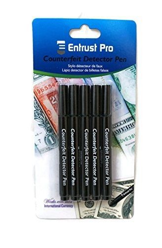 Entrust Pro Counterfeit Money Detector Pen Marker (5-Pack), Dollars, Pesos,