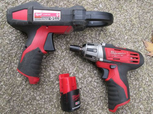 USED m12v MILWAUKEE 1/4&#034; CORDLESS DRILL KIT W/HVAC TESTER W/SINGLE 12v BATTERY !