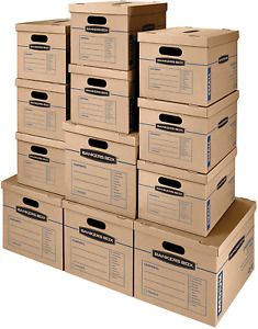 Bankers Box SmoothMove Classic Moving Boxes, Tape-Free Assembly, Easy Carry Hand