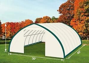 TMG 30&#039;X40&#039; Peak Fabric Storage Building 12&#039; Drive Thru Doors  (RETAILS: $4,950)