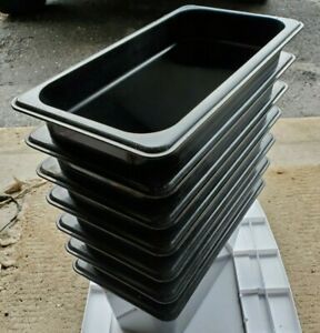 NWT OEM RUBBERMAID FOOD PANS 1/4 SIZE 6&#034; DEEP BLACK PART # FP212P00BLA 4 QT