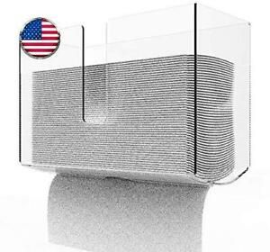 Cq Acrylic Wall Mount Paper Towel Dispenser,Clear Folded Paper Towel Holder For