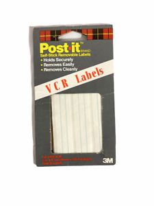 Vintage Post-It VCR Labels Self-Stick Removable 30 Ct. Made in USA 1990