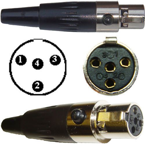 TA4F 4 PIN MINI XLR CONNECTOR PLUG INLINE FEMALE SOCKET FOR MICROPHONES &amp; AUDIO