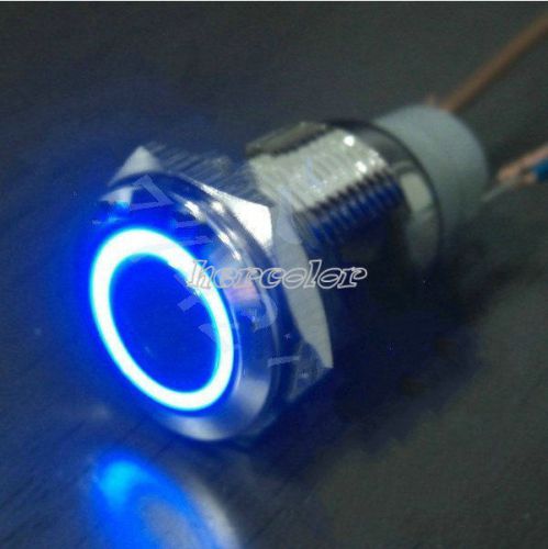 1X Push Power Button Angel Eye blue Led 16mm 12V Metal Switch Brand New