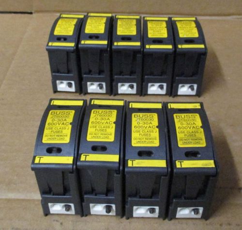 Lot of 9 Buss JT60030 Fuse Holder 600VAC 30Amp w/Fuses