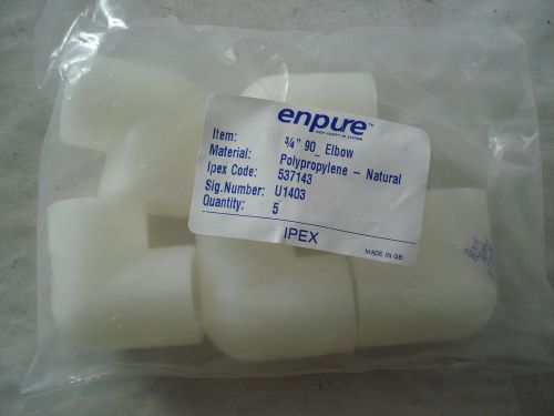 IPEX ENPURE 537143 3/4&#034; 90 D. ELBOW POLYPROPYLENE U1403 (LOT OF 5)