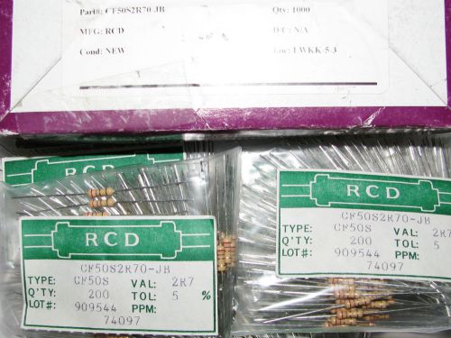 1000 NOS RCD CF50S2R70-JB 5% CARBON FILM  RESISTORS FOR PEDAL TUBE AMPLIFIERS