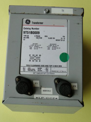 Ge transformer 0.750 kva single phase 9t51b0009 for sale