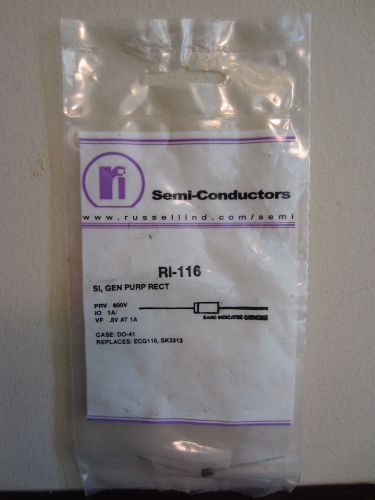 RI-116 PRV 600V Semi-Conductor SI, GEN PURP RECT New x1