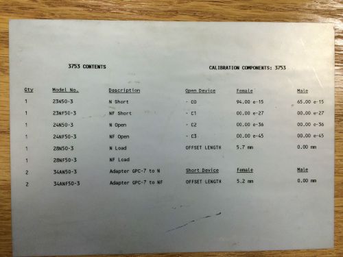 Anritsu / Wiltron 3753 Calibration Kit, 50 Ohm Type N