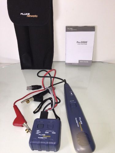 FLUKE NETWORKS PRO 3000 PROBE AND TONER SET W/ CASE &amp; Manual 26100-900 26200-900