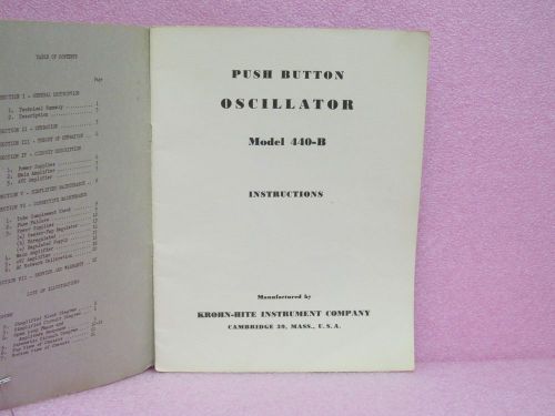 Krohn-Hite Manual 440-B Push Button Oscillator Instruction Manual w/Schematic