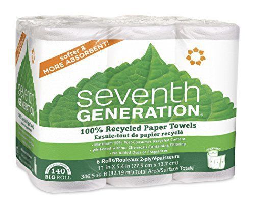 Seventh Generation White Paper Towels 2 ply 140 sheet Rolls 6 4 aging may vary