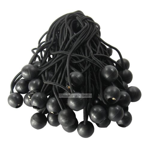 100 PK 6&#034; Ball Bungee Canopy Tarp Tie Down Cord Black