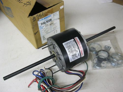 A.O.SMITH RAL1026 F48SH6L2B1 1/4 hp AC Fan Blower Motor 1075 rpm 3 speed 115 vac