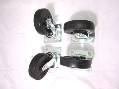 5&#034; X 1-1/2&#034; Mold-On Rubber Caster Kit 2 Swivel, 2 Rigid- HEAVY DUTY- ON/OFF Lock