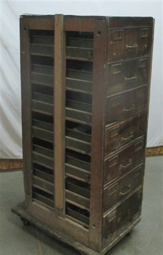 7 Drawer Filing Cabinet Vintage Wood File Card Catalog Library Desk Counter Desk