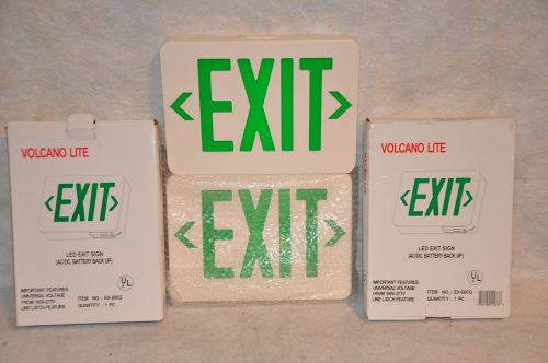 2~volcano lite ex-800g dual sided dual power battery backup green led exit signs for sale
