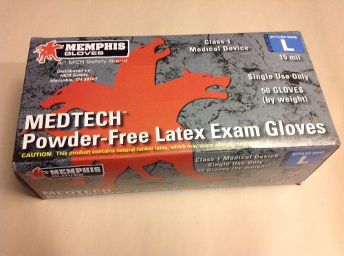 Large 15mil latex medical powder free exam gloves - 50 ct box - mcr safety 5048l for sale