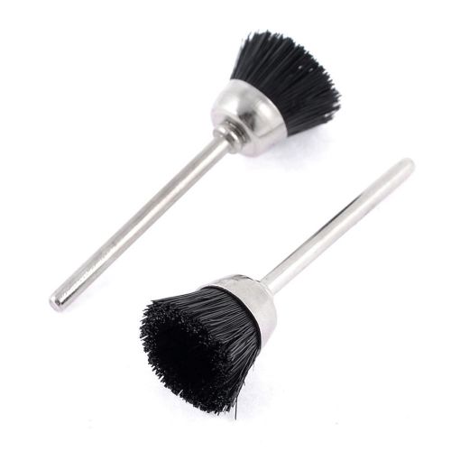 2 Pieces Bowl Shape Wire Metal Shank Polishing Brush 2&#034; Length Black Silver Tone