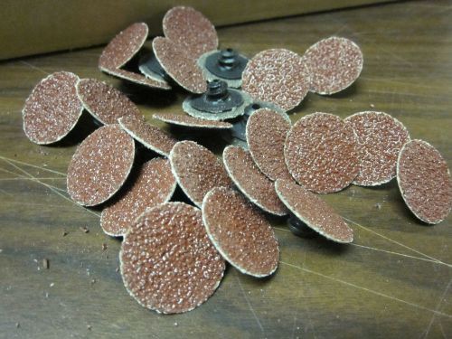 25pc 1&#034; 36 GRIT ROLOC COOKIE DISCS ALUMINUM OXIDE SANDING DISC ROLL LOCK TYPE R