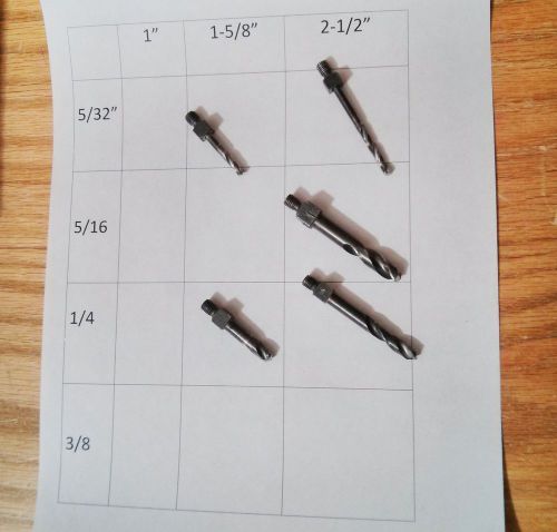 US GI AIRFRAME THREADED DRILL BIT SET 1/4-28 X 1-5/8&#034; &amp; 2-1/2&#034;  5 PC SAE