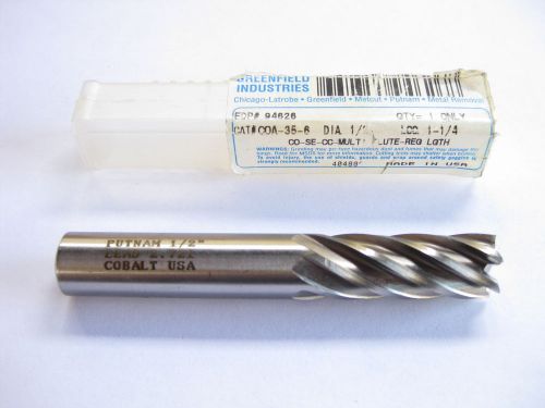 Putnam 1/2&#034; x 1/2&#034; 6 flute square end mill 1-1/4&#034; loc usa for sale