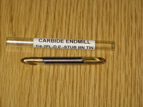 CARBIDE EDNMILL 1/4&#039;&#039; 2FL- DE STUB BN TIN NEW    FREE SHIP