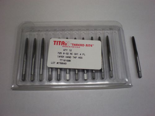 TITAN 4 FLUTE TAPS, 725 8-32 NC GH1 4 FL TAPER HAND TAP HSS ~NEW~SURPLUS~