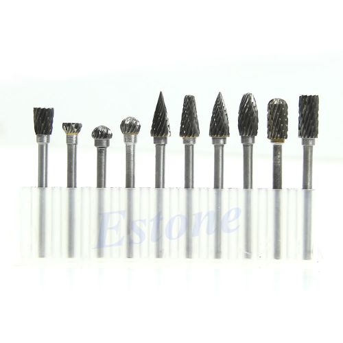 6mm 10x 1/8&#034; Tungsten Carbide Cutter Rotary Burr Grinding Set CNC Engraving Bit