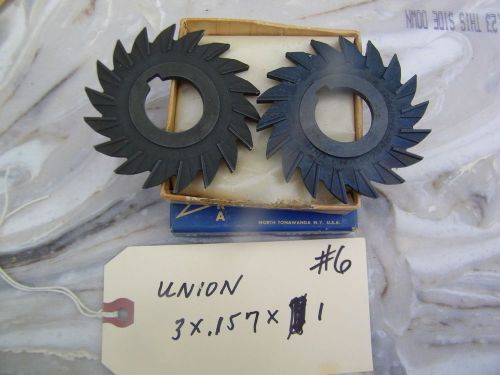 2-pcs - union - nos -  straight side milling cutters- 3 x .157 x 1,usa for sale