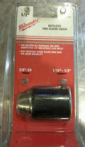 New Milwaukee 48-66-0420 Keyless Drill Chuck 3/8&#034;-24 Thread 1/16-1/2&#034; 48660420