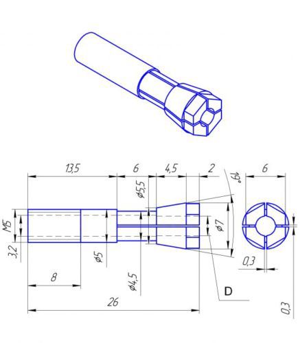 PRECISE collet SC40(Sc42) D3,175mm 1/8, for PRECISE Spindle SC 40(42) Original!