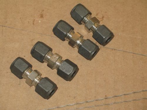 Set of 4 parker stainless steel ss fitting 1/4&#034; tube union tubing connector for sale