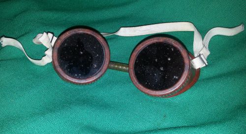 Vintage Brown Bakelite Welder Goggles Lightning Bolts on Side Retro Steam Punk!