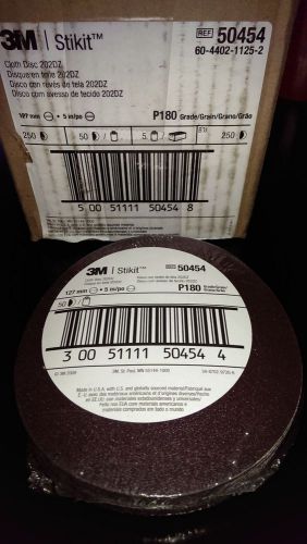 50 pieces 3M 5&#034; Diameter Stikit Cloth Sanding Discs 202DZ P180 Grade REF 50454