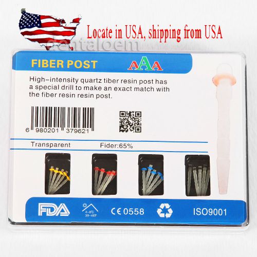 ?in USA?NEW Dental High-intensity Quartz Straight Pile Fiber Resin Post 4 Drills