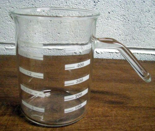 Vintage 18 Oz 500 ml 2 Cup Glass Lab Beaker w/ Handle
