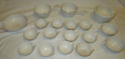 18 pieces vintage coors lab laboratory measures, mortar etc for sale