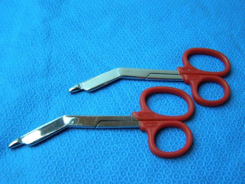 2-Lister Bandage Nurse Scissors 5.5&#034;-Color Handles(Red)One Large Ring