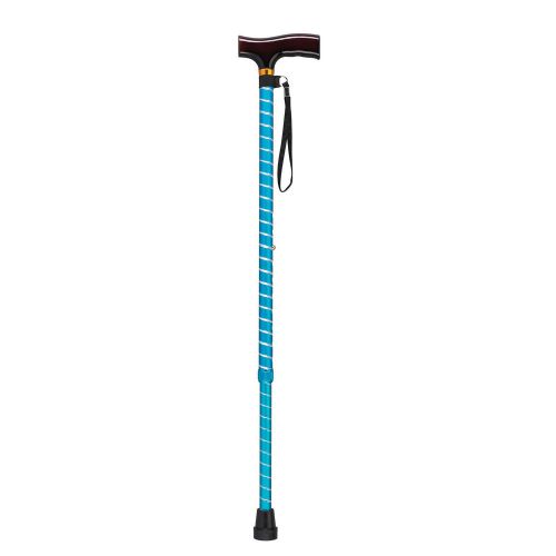 Drive Medical Adjustable Lightweight T Handle Cane with Wrist Strap, Blue Twist