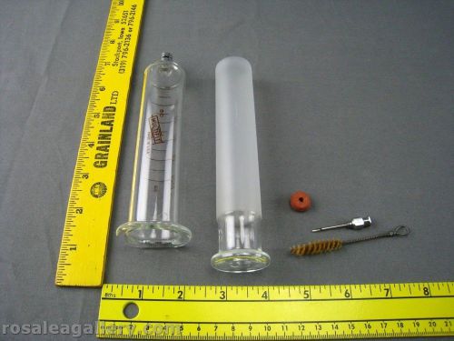 Vintage b-d multifit glass 50cc syringe w/needle &amp; brush for sale