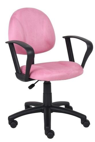 B327 boss pink microfiber deluxe posture office task chair with loop arms for sale