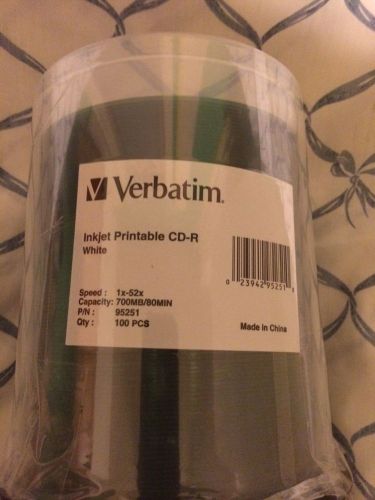 Verbatim 700 MB 52x 80 Minute White Inkjet Printable Recordable Disc CD-R