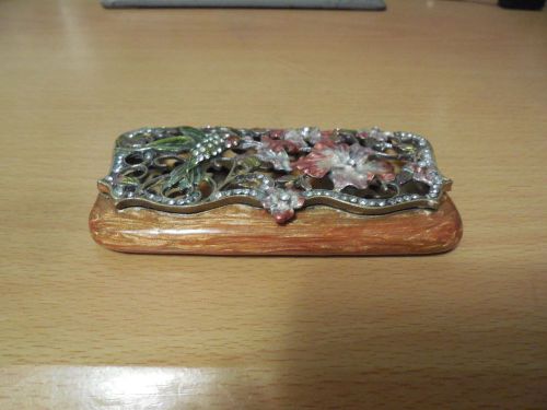 DESK TOP BUSINESS CARD HOLDER METAL WITH HUMMINGBIRD