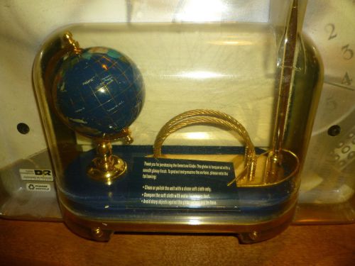 LAPIS BLUE EXECUTIVE HANDCRAFTED GEMSTONE GLOBE DESK PEN SET GIFT SET NMB