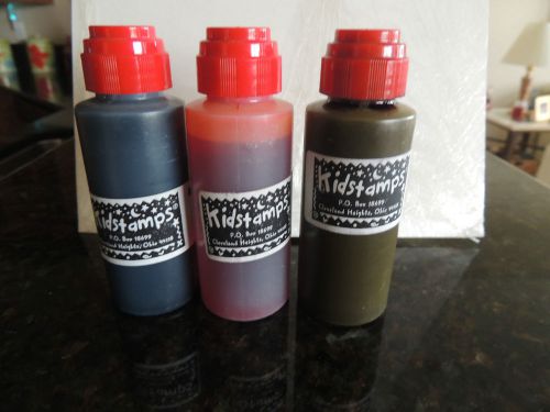 3, Rubber Stamp Refill Ink (for stamps &amp; stamp pads)BLACK, TEAL ORANGE, 2 OZ